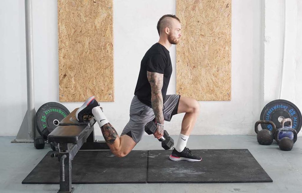 man bulgarian split squat dumbbell leg workouts